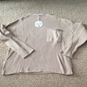 Camelia Women's Tan Sweater - Cowl & Turtleneck